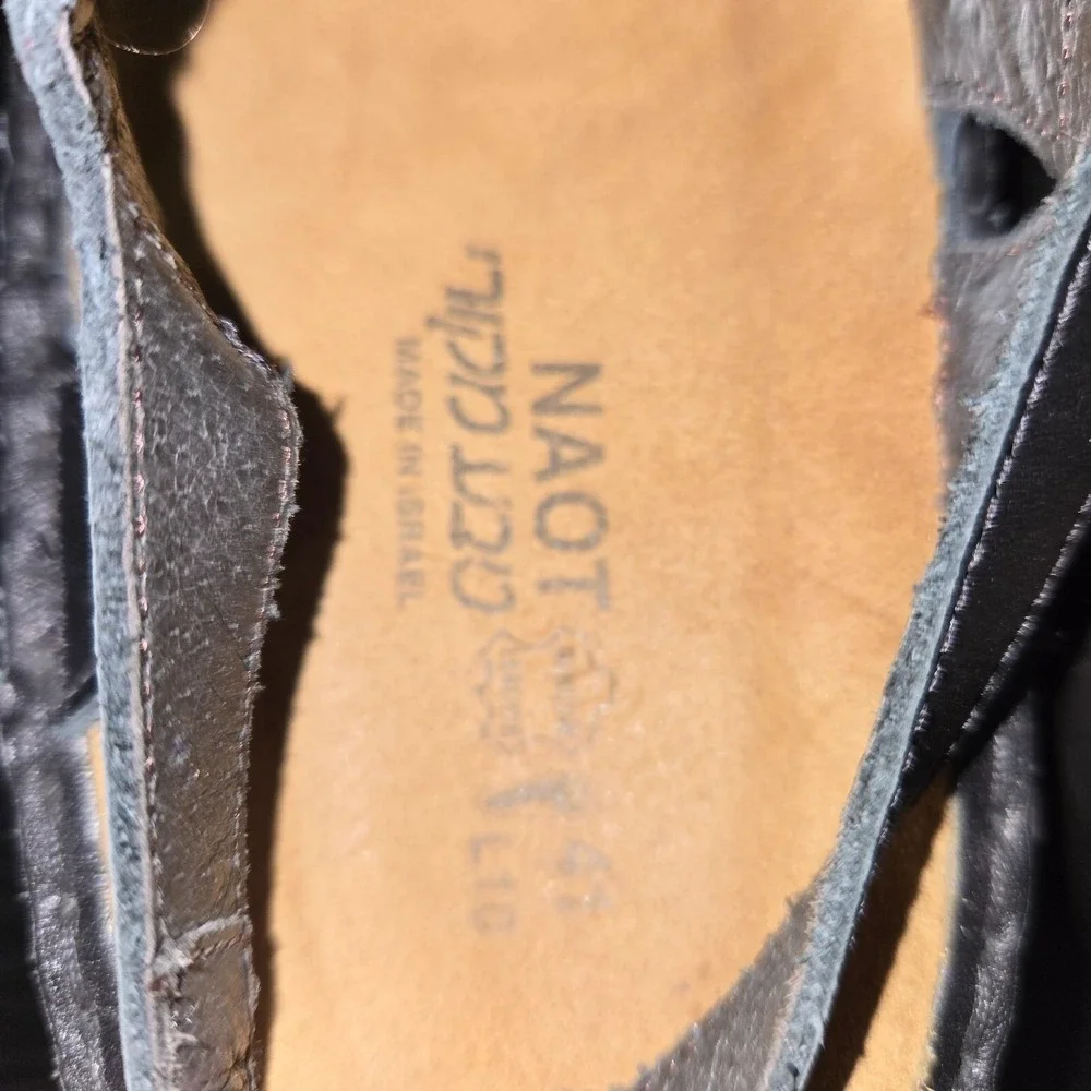 Naot Gardenia Mary Jane Sandals Womens Size 41 Black Leather Ankle Straps Shoes